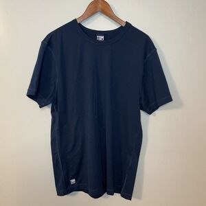 Tom & Teddy Mens T Shirt Size M Stretch Slim Fit Navy Blue Crew Neck